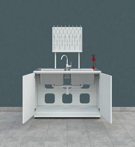 МОЙКИ ЛАБОРАТОРНЫЕ МЕТАЛЛИЧЕСКИЕ ЛК-1200 СМС-Г (1 раковина, 1 смеситель)
