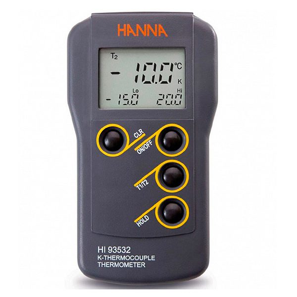 HI93532 термометр K-типа с двойным входом, диапазон от -200,0 до 999,9°C; от 1000 до 1371°С