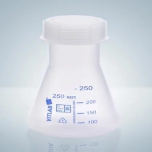 Колба Эрленмейера Hirschmann 500 мл, NS45/40, широкое горло, завинчивающаяся крышка, PP